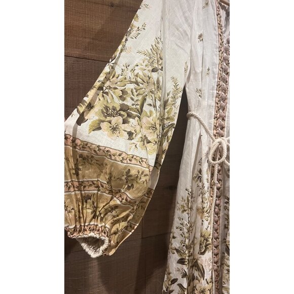 NWOT Zimmermann Golden Floral-print Linen Maxi Dress size 0P/ US 0-2 - Picture 7 of 12